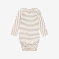 Fixoni - Body Stribet Hvid/Brun m. Lange �rmer