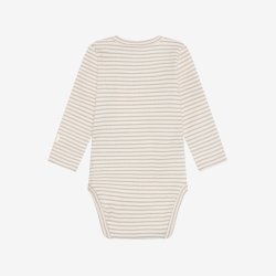 Fixoni - Body Stribet Hvid/Brun m. Lange �rmer