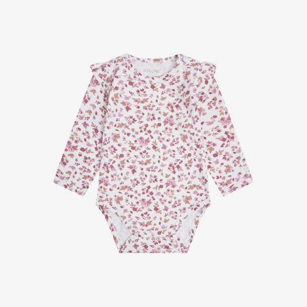 Fixoni - Body m. Lange �rmer - Blomsterprint - Hvid