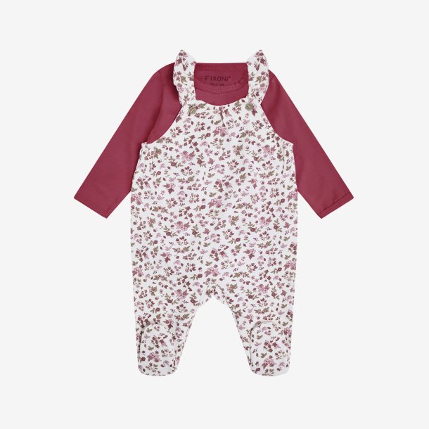 Fixoni - S�t m. Body &amp; Romper m. Blomsterprint - Bordeaux