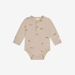 Fixoni - Body LS - Beige m. Hundeprint.