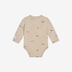 Fixoni - Body LS - Beige m. Hundeprint.