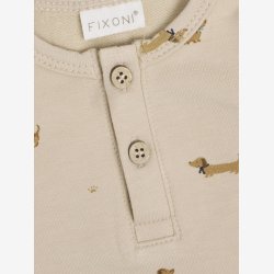 Fixoni - Body LS - Beige m. Hundeprint.