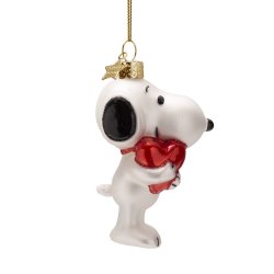Vondels - Glaskugle Snoopy m. hjerte Inkl. gaveske 11 cm