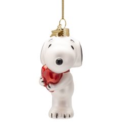 Vondels - Glaskugle Snoopy m. hjerte Inkl. gaveske 11 cm