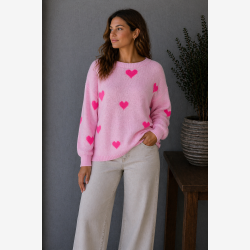 Marta Du Chateau - MdcClover Strik m. hjerteprint Pink