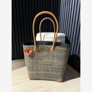 Madam Gr�skar - Strandtaske Beige/Sort mix 43x35cm.