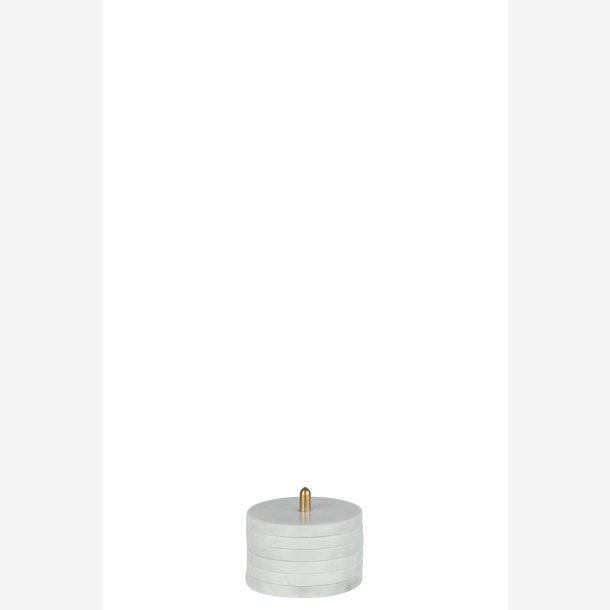 J-Line - Glasbrikker/Coaster S�t m/5stk. m/holder Hvid Marmor �: 10 cm. 