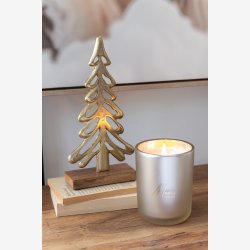 J-Line - Juletr m/fod Alu/tr Guld H: 21 B: 11 D: 5 cm. 