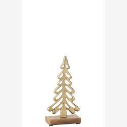 J-Line - Juletr m/fod Alu/tr Guld H: 21 B: 11 D: 5 cm. 