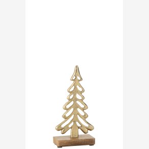 J-Line - Juletr m/fod Alu/tr Guld H: 21 B: 11 D: 5 cm. 