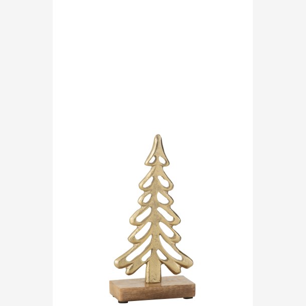 J-Line - Juletr m/fod Alu/tr Guld H: 21 B: 11 D: 5 cm. 