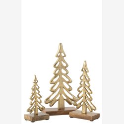 J-Line - Juletr m/fod Alu/tr Guld H: 26 B: 13,5 D: 5 cm. 