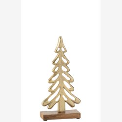 J-Line - Juletr m/fod Alu/tr Guld H: 26 B: 13,5 D: 5 cm. 