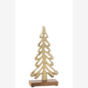 J-Line - Juletr m/fod Alu/tr Guld H: 26 B: 13,5 D: 5 cm. 