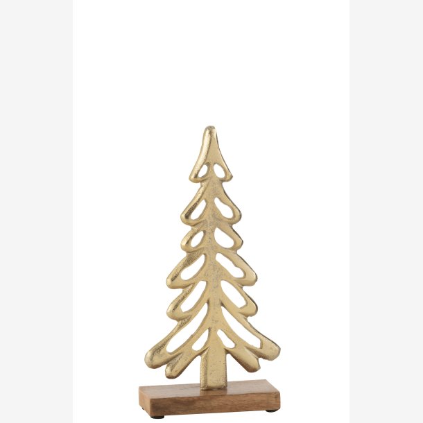 J-Line - Juletr m/fod Alu/tr Guld H: 26 B: 13,5 D: 5 cm. 