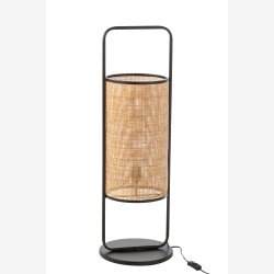 J-Line - Lampe p� fod Metal/Rattan Sort/Naturlig 30x30x92 cm.