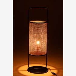 J-Line - Lampe p� fod Metal/Rattan Sort/Naturlig 30x30x92 cm.