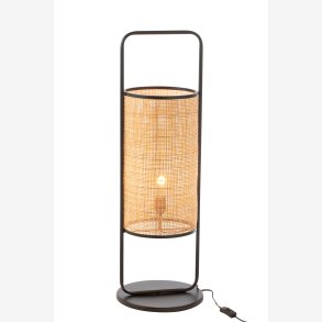 J-Line - Lampe p� fod Metal/Rattan Sort/Naturlig 30x30x92 cm.