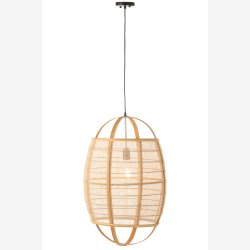 J-Line - Loftlampe Bambus/Bomuld/h�r/polyester Naturlig 43x43x66cm.
