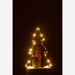 J-Line - Juletr m/gaver &amp; LED lys Hvid, Rd &amp; Grn H: 25 B: 15 D: 6 cm. 