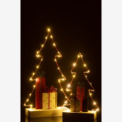 J-Line - Juletr m/gaver &amp; LED lys Hvid, Rd &amp; Grn H: 34 B: 20 D: 7 cm. 