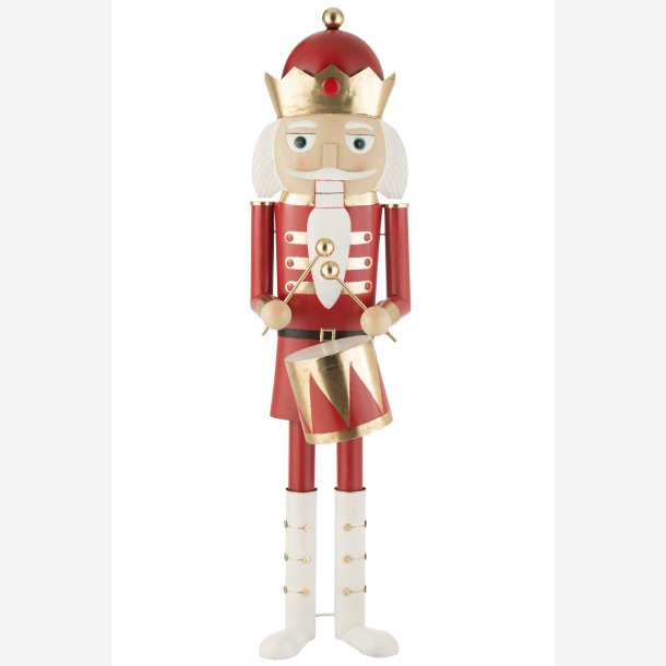 J-Line - Nddeknkker m/tromme jern Rd/Guld H: 174 cm.