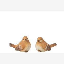 J-Line - Fugl Figur Brun Porceln L: 14,5 H: 10 B: 9 cm - 2 Varianter