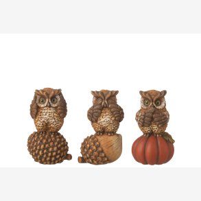 J-Line - Ugle figur st m/3 stk. 