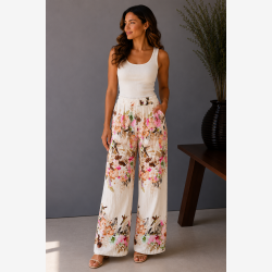 Marta Du Chateau - MdcGrethe Bukser Blomsterprint Camel.