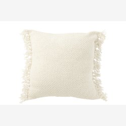 J-Line - Pudebetr�k m. frynser Hvid Viskose/bomuld 45x45x12cm.