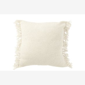 J-Line - Pudebetr�k m. frynser Hvid Viskose/bomuld 45x45x12cm.