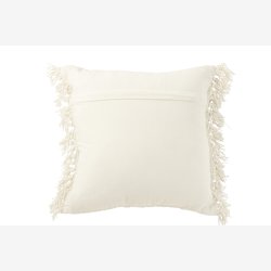 J-Line - Pudebetr�k m. frynser Hvid Viskose/bomuld 45x45x12cm.