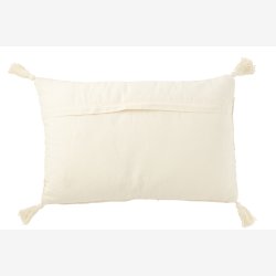 J-Line - Rektangel Pudebetr�k m. frynser Beige Bomuld/h�r/polyester 60x40x12cm.