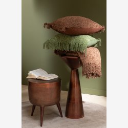 J-Line - Pudebetr�k m. frynser M�rkegr�n Viskose/bomuld 45x45x12cm.