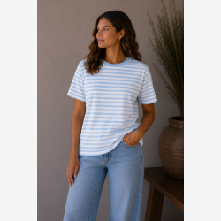 Marta Du Chateau - MdcJamila T-Shirt m. striber Bl� 