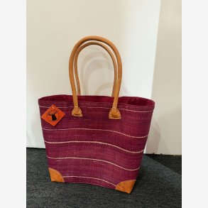 Madam Gr�skar - Strandtaske Pink/lilla 40x30 cm.