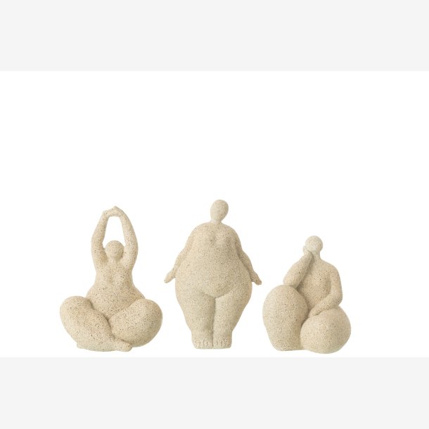 J-Line - Kvinder i moderne design resin Beige st m/3 stk. H: 15,5 L: 11,5 B: 10cm. 