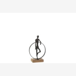 J-Line - Kvinde figur m/ring, Poly/metal/tr Sort H: 32 L: 20,5 D: 14 cm. 