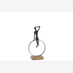 J-Line - Kvinde figur m/ring, Poly/metal/tr Sort H: 40 L: 21 D: 11 cm. 