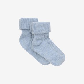 Minymo - Baby Rib-sokker m. fold - Lysebl� - (2-pak)