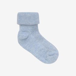 Minymo - Baby Rib-sokker m. fold - Lysebl� - (2-pak)