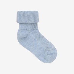 Minymo - Baby Rib-sokker m. fold - Lysebl� - (2-pak)