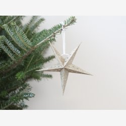 Chic Antique papirstjerne m/glimmer : 13cm. 