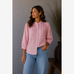 Marta Du Chateau - MdcDestiny Bluse m. prikker Rosa.