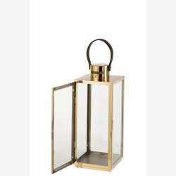J-Line - Lanterne m/hank "Guld" 17 x 17 H: 52 cm. 