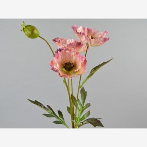 Valmue m/3 blomster & 1 frstand 69 cm Pink