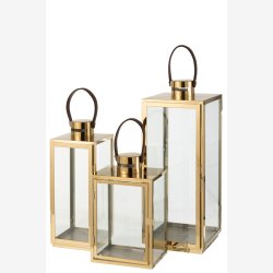 J-Line - Lanterne m/hank "Guld" 21 x 21 H: 65 cm. 