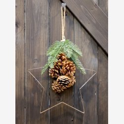 Chic Antique - Fleur stjerne m/gran &amp; kogler H: 25 B: 25cm.