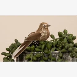 La Vida dekorations fugl brun og guld 7,5 cm.